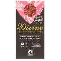 Divine Fairtrade Smooth Dark Chocolate with Pink Himalayan Salt 90g-UK Goodies