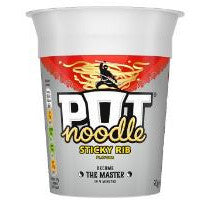 Pot Noodle Sticky Rib 90g BBD 31/1/25-UK Goodies