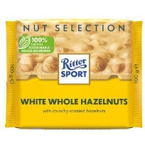 Ritter Sport White Whole Hazelnuts 100g BBD 25/4/25-UK Goodies